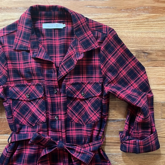 Billy T Plaid Button Down Shirt Dress - Picture 6 of 15